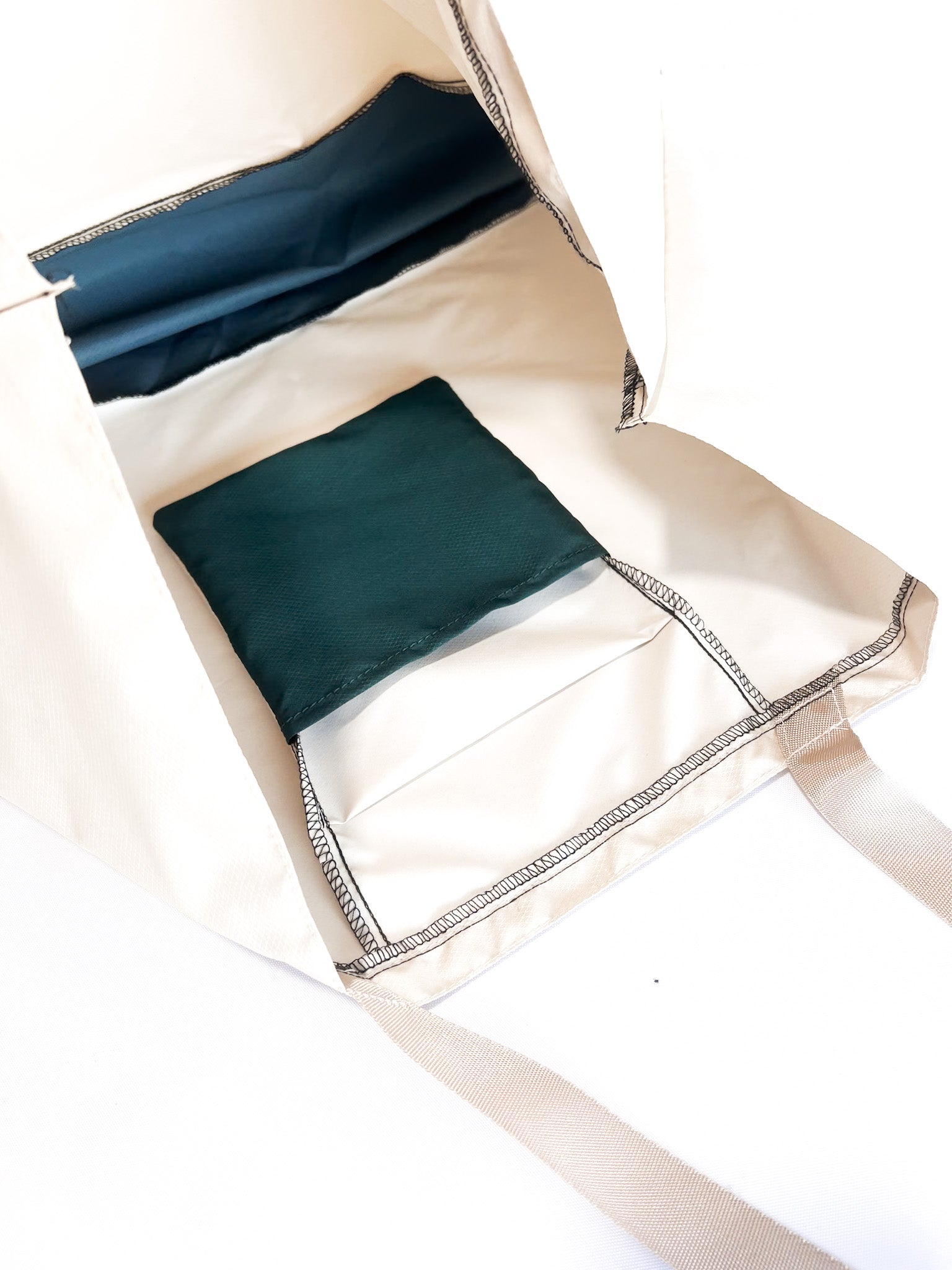Tote Bag' Packable Beige/Verde